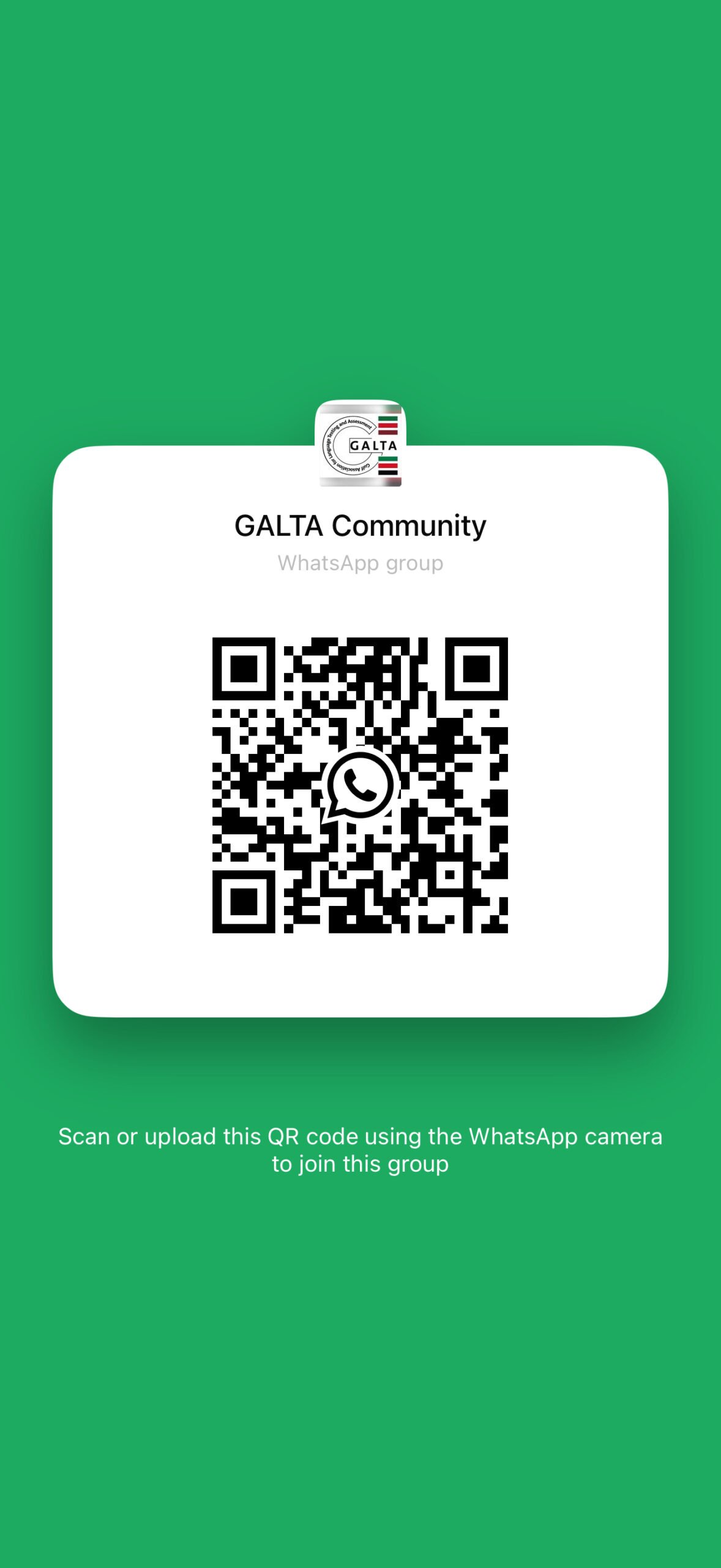 Scan to join the GALTA WhatsApp community